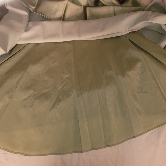 Stunning Niteline Sage Satin Strapless Gown Train Bolero Jacket Lined 14 - Picture 15 of 16